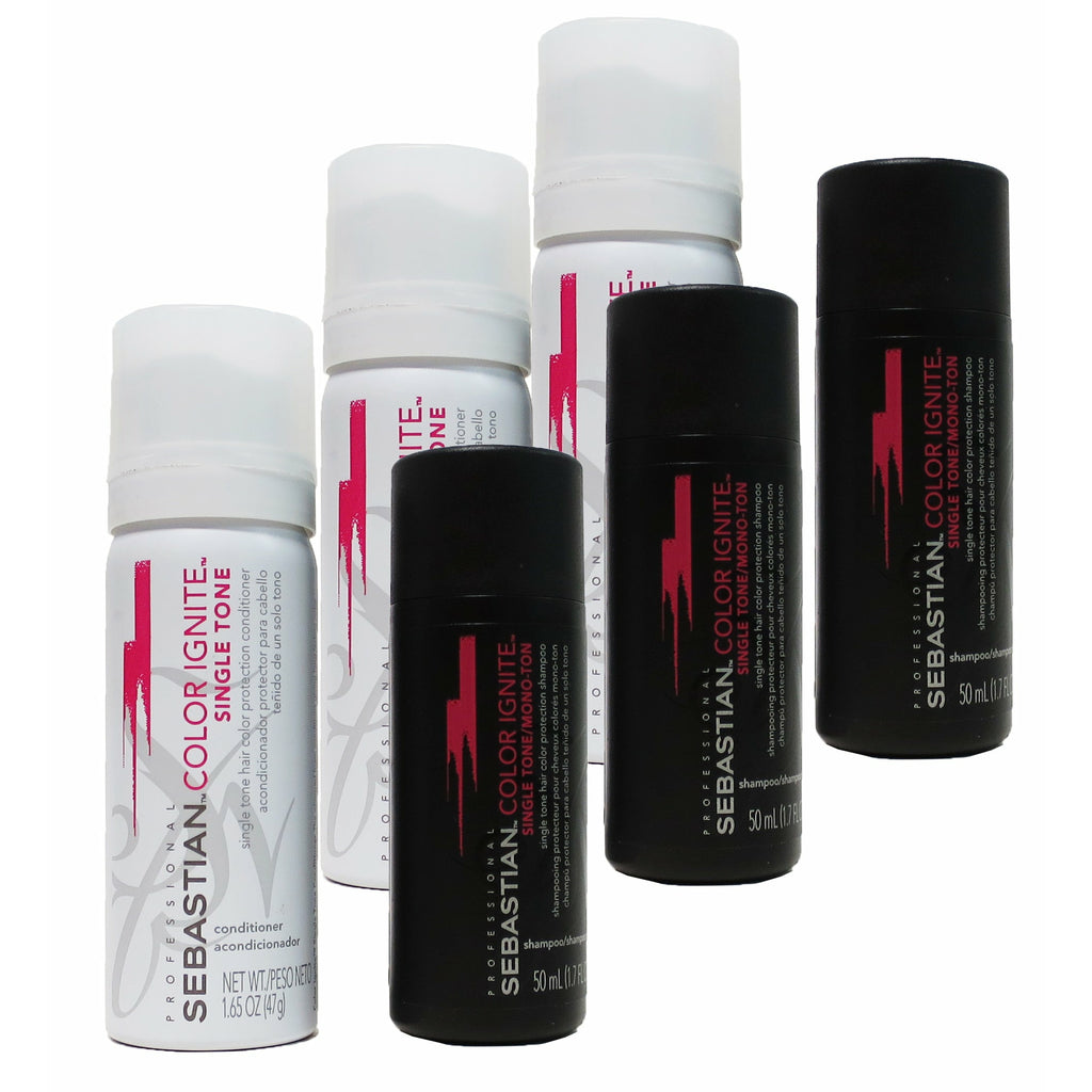 Sebastian Color Ignite Multi Tone Shampoo and Conditioner Travel Duo Pack of Three