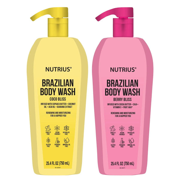 Nutrius Brazilian Body Wash Coco Berry Bliss Family-Size, 2 x 25.4
