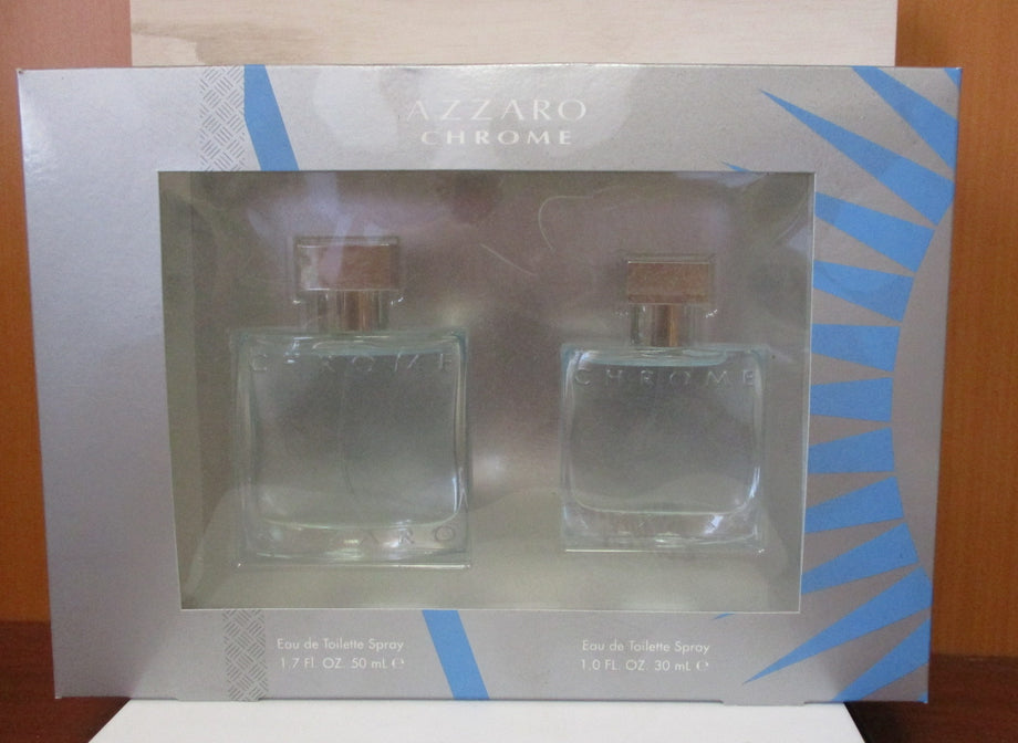Azzaro Chrome Gift Set for Men – 2 Piece EDT Spray 1.7 oz & 1.0 oz