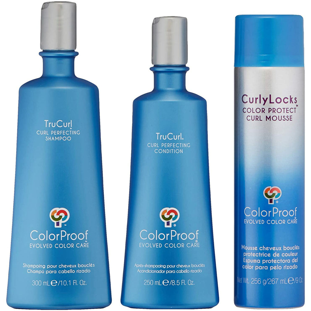 ColorProof TruCurl Curl Therapy Kit: Shampoo 10.1 oz Conditioner 8.5 oz  Color Protect Curl Mousse 9 oz