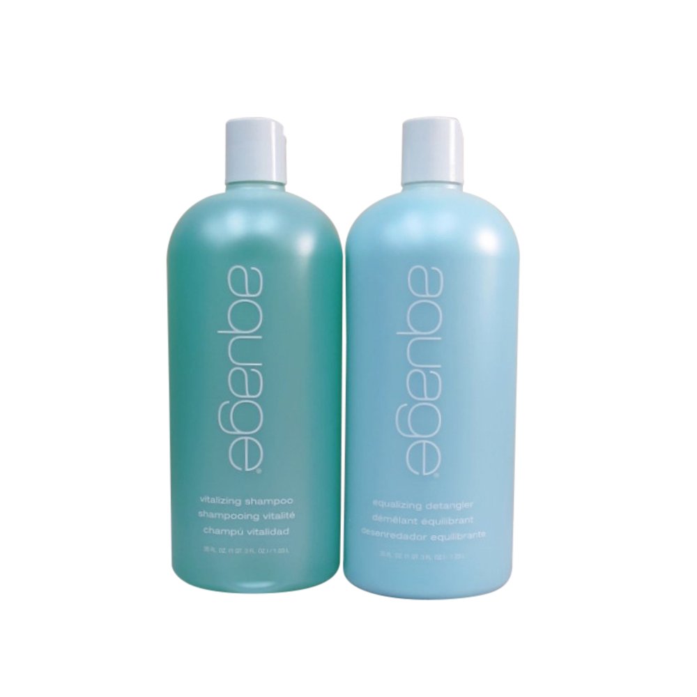 Aquage Vitalizing Shampoo And Equalizing Detangler Duo Set 35 Oz