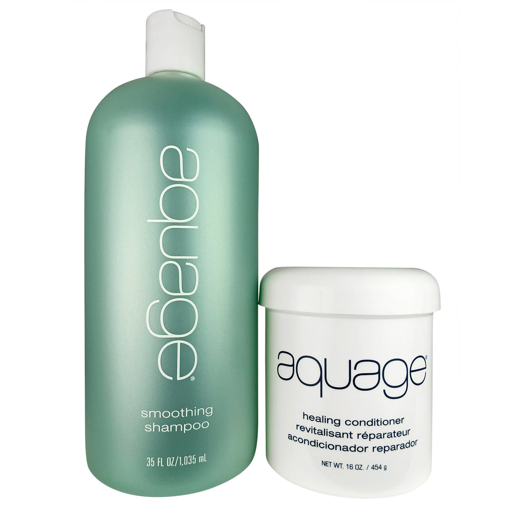 Aquage Smoothing Shampoo 35OZ Healing Conditioner 16OZ Duo