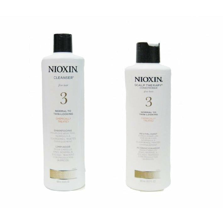 Nioxin System 3 Cleanser & Scalp Therapy Conditioner Treated Hair Set Duo 10 oz