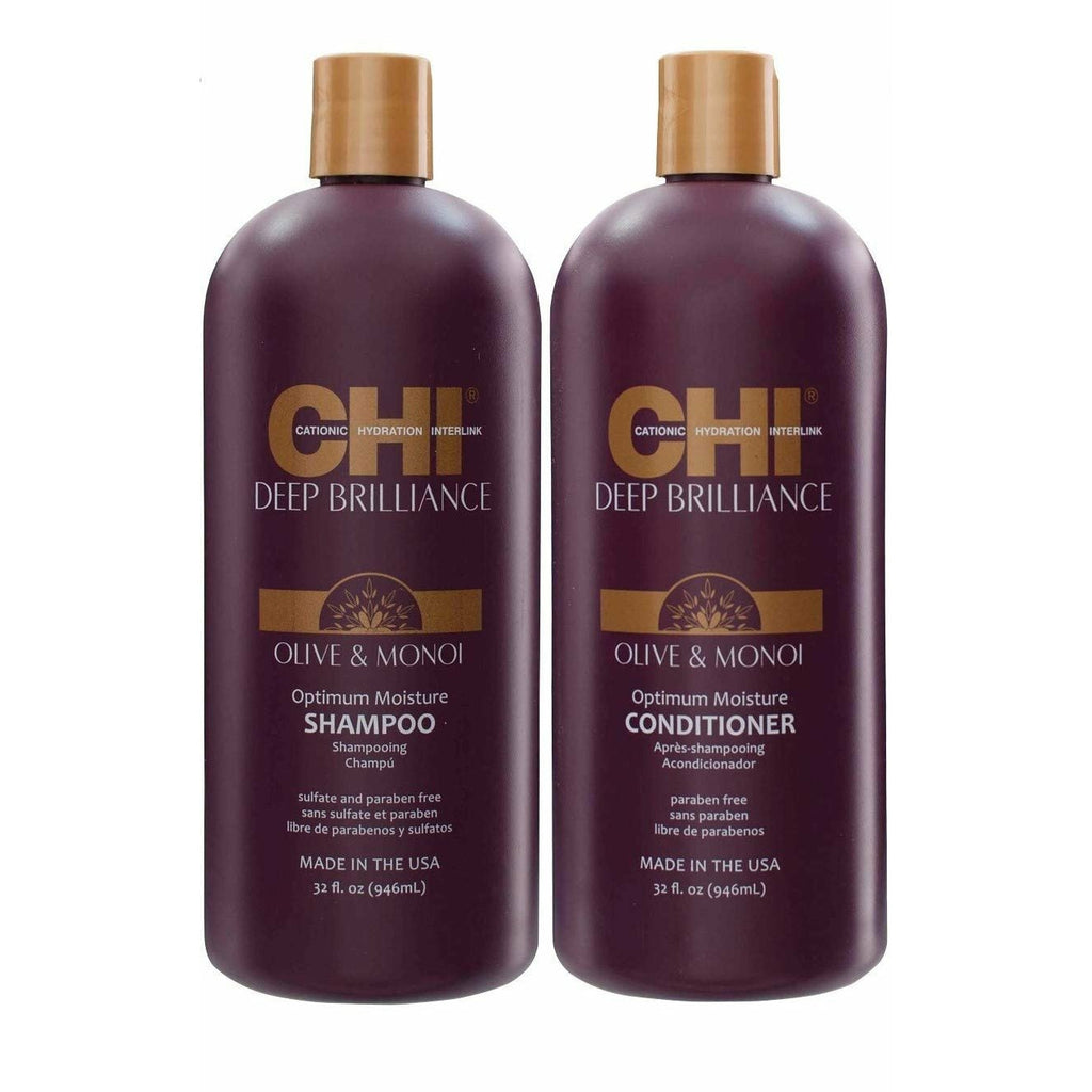 Chi Deep Brilliance Olive & Monoi Shampoo and Conditioner 32 oz Duo